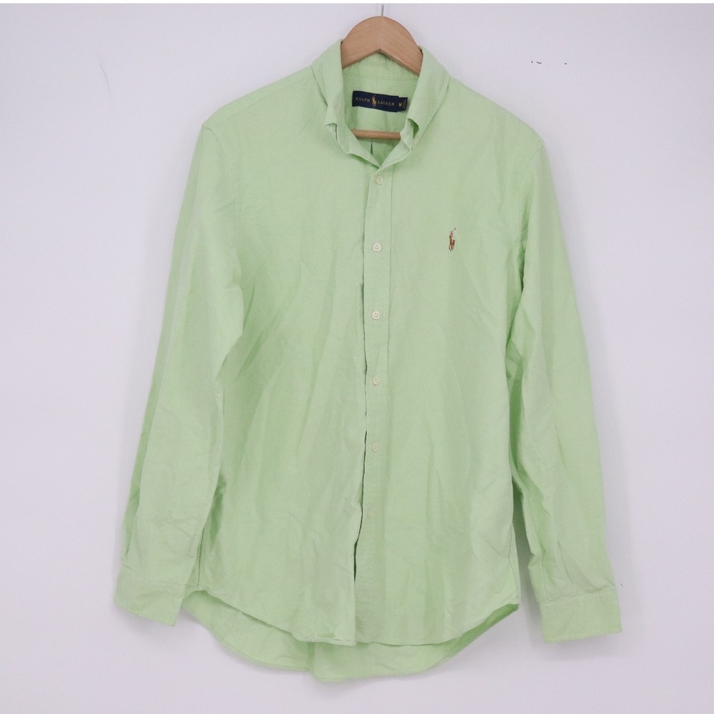 Ralph Lauren Shirt Mens M Oxford Green Button-Down Long Sleeve Pony Excellent